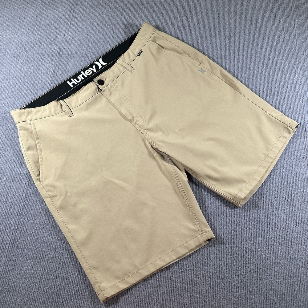 Hurley‎ Mens Board Shorts Polyester HSP21VMB Khaki Size 38 Surf Beach